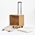 Luxus Hunde Haustier Travel Carrier Bag Case Rattan Wicker auf Rädern